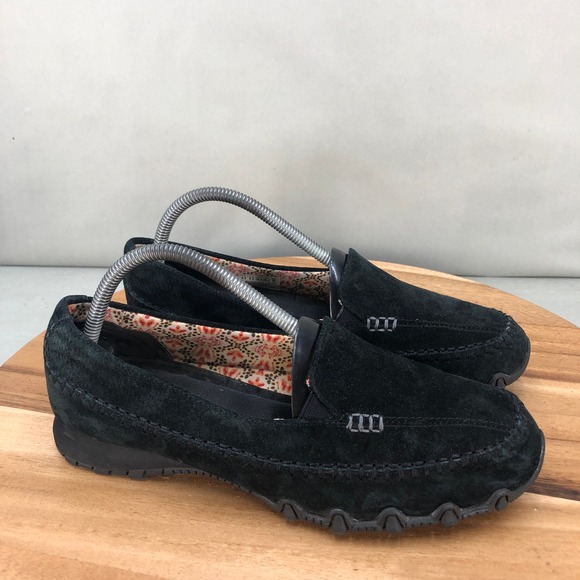 Skechers Relaxed Fit Bikers Black Suede Loafer Casual Slip On Shoes 9.5 Wide - Picture 1 of 8